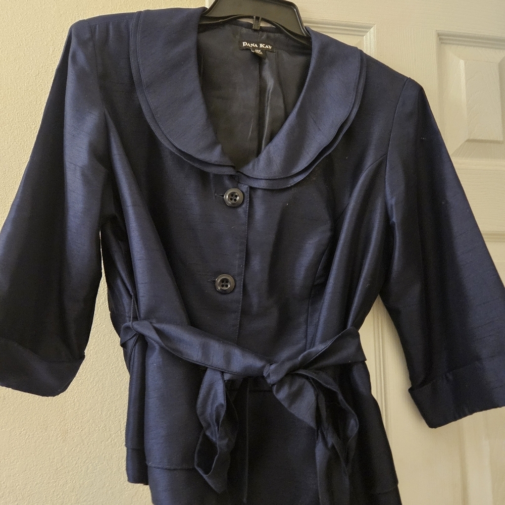 Dana Kay deep blue shimmer dressy jacket top event wedding guest Glam Party 18